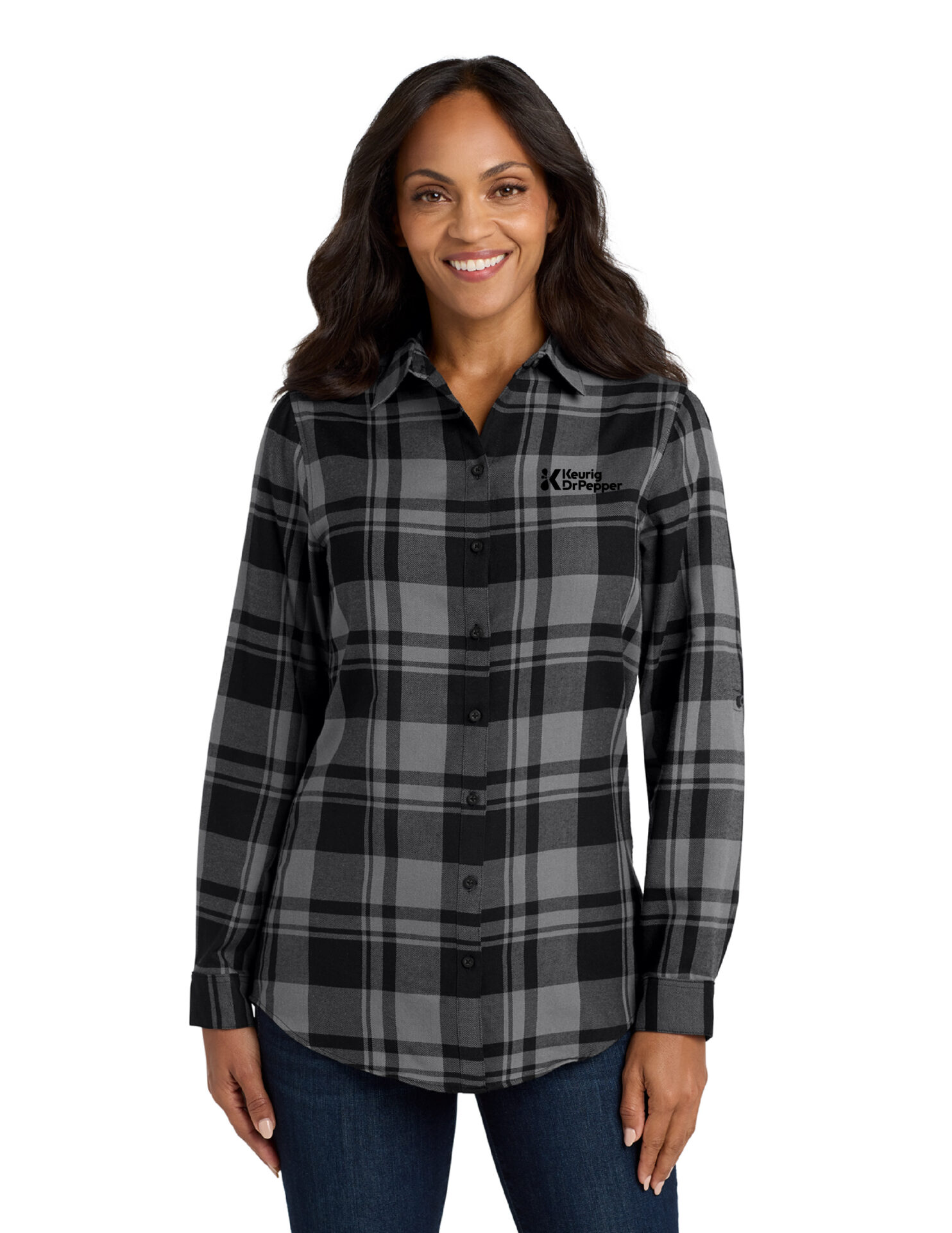 Port Authority Ladies Plaid Flannel Tunic - Image 2